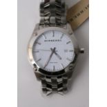 Gentlemen's Burberry stainless steel watch in orginal boxes