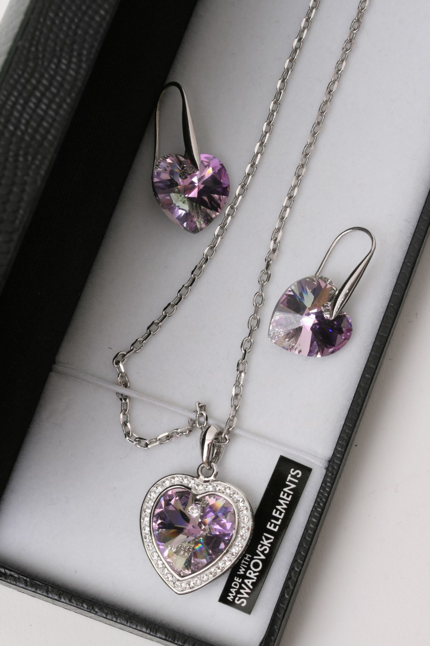 A Swarovski heart shaped pendant and matching earr - Image 2 of 4