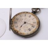 Silver cased pocket watch with winder.