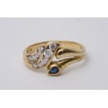 A 14ct gold diamond and sapphire ring, approx 3.1g