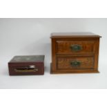 A two drawer desktop cabinet and a Japanese lacquer box