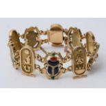 An 18ct gold and enamel bracelet with alternating