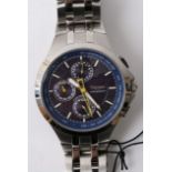 Gentlemen's Triumph Chronograph stainless steel watch in original box with sleeve.