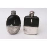 Two silver plated based hip flasks