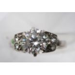 Vintage platinum and white sapphire ring