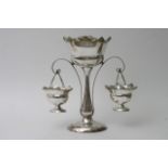 A silver plated epergne with twin handle baskets