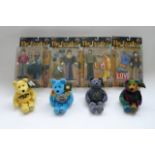 4 Carded Beatles "Yellow Submarine" figures by McFarlane c1999 together with 4 Beatles teddy bears