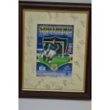 A signed 1999-2000 Southend United montage with 27 autographs on the side mount