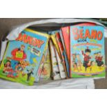 A large bag containing children's comic annuals from the 1970's onwards including Beano, Dandy,