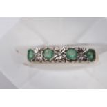 9ct Gold Ring with Four Green Stones, Size P