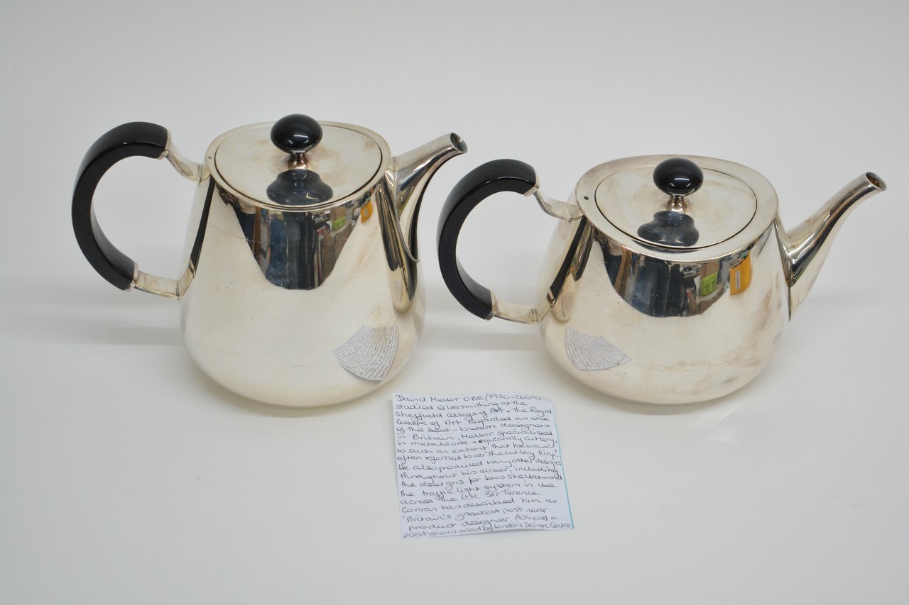 A modern design, David Mellor, silver plated tea a