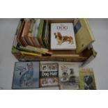 Three boxes containing vintage and modern books prodomently books on dogs breeds and training etc,