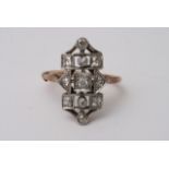 An Art Deco diamond set ring, approx 5g and size N