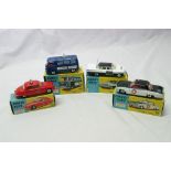 Four boxed Corgi toys including Commer police van No.464, Jaguar fire service car No.2135, Chevrolet