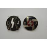 Two German WW2 Style youth lapel badges