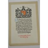 A WW1 Officers Memorial scroll to 2nd Lieutenant A