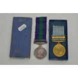 A Malaya campaign medal awarded to 23087774 PTE J.