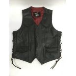 A leather waistcoat by Jammin' Leather as worn by