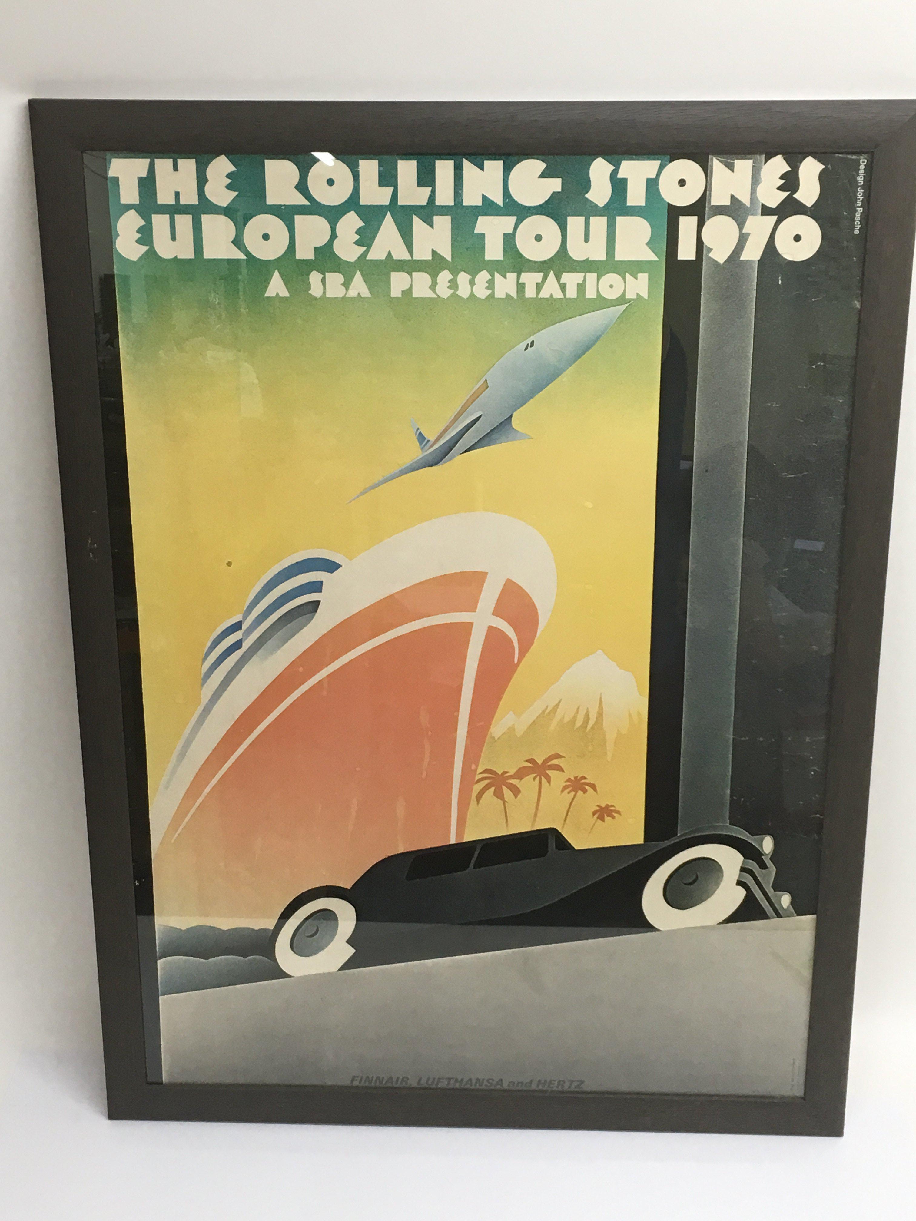 A framed and glazed Rolling Stones 1970 European T