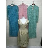 Four 1960's beaded evening dresses, some by Ma Che