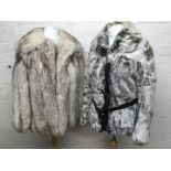 Two vintage 1970s white fur jackets, belted Coney