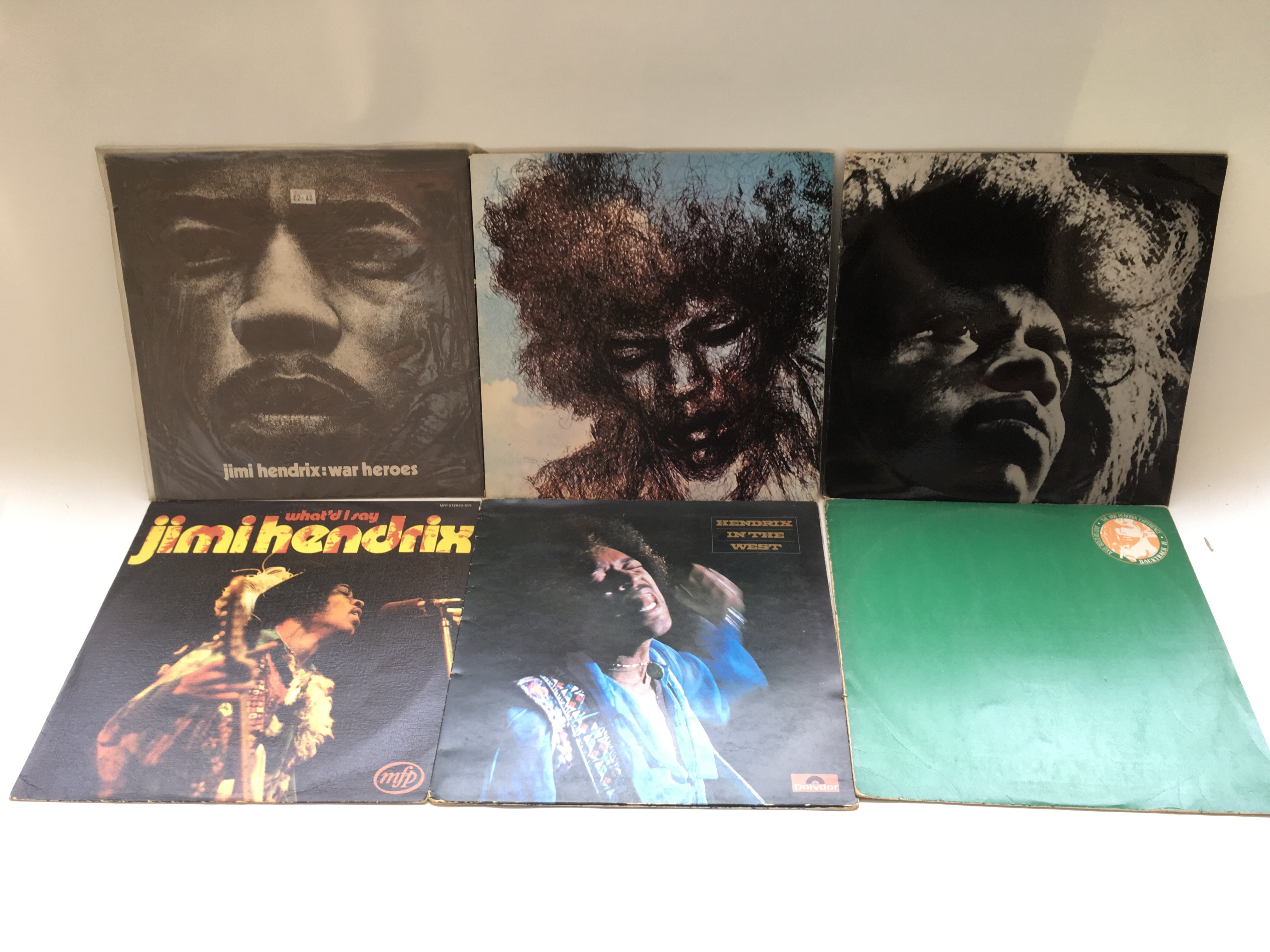 A collection of various Jimi Hendrix LPs including