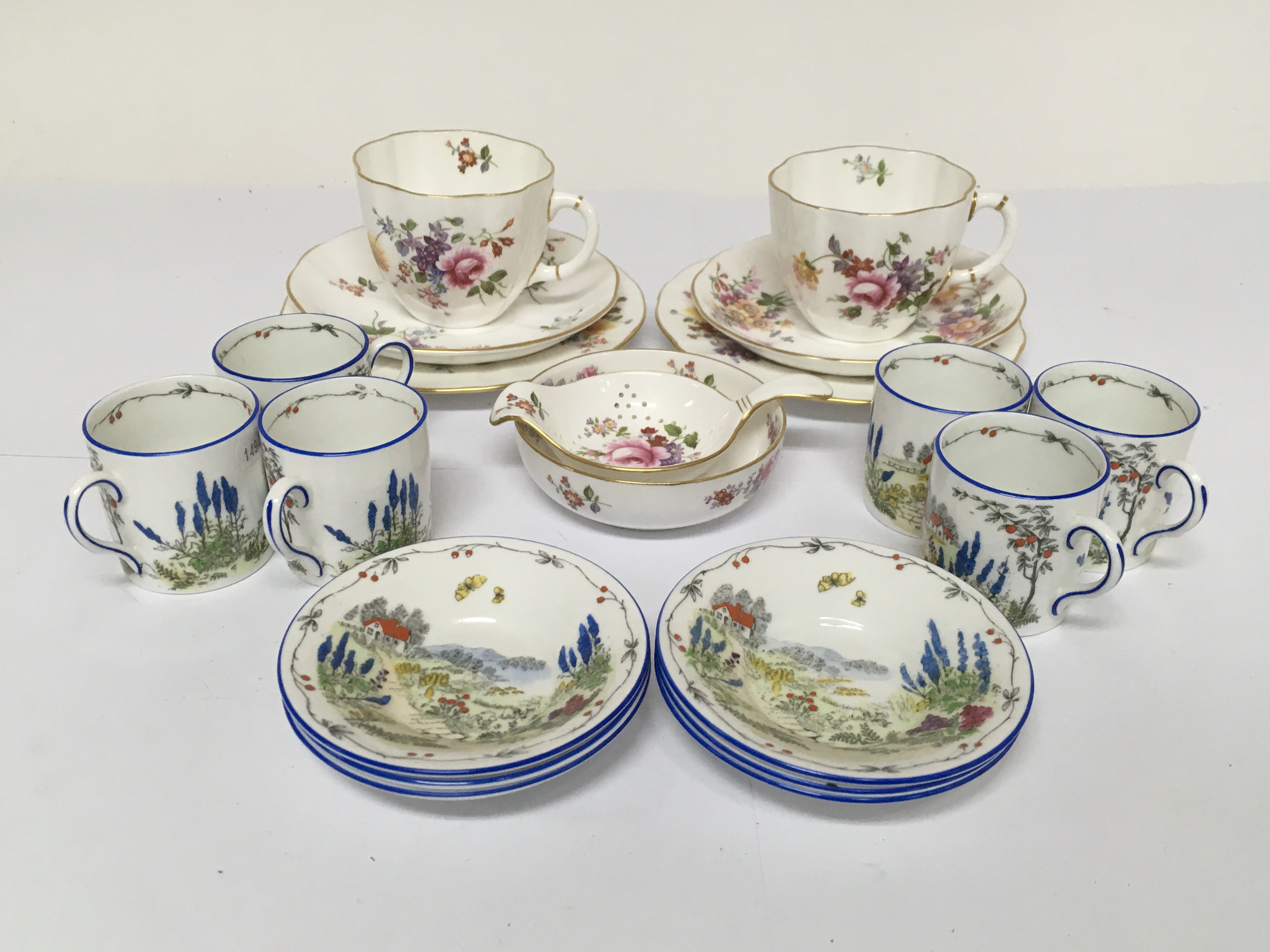 A Royal Crown Derby tea for two set in 'Derby posi