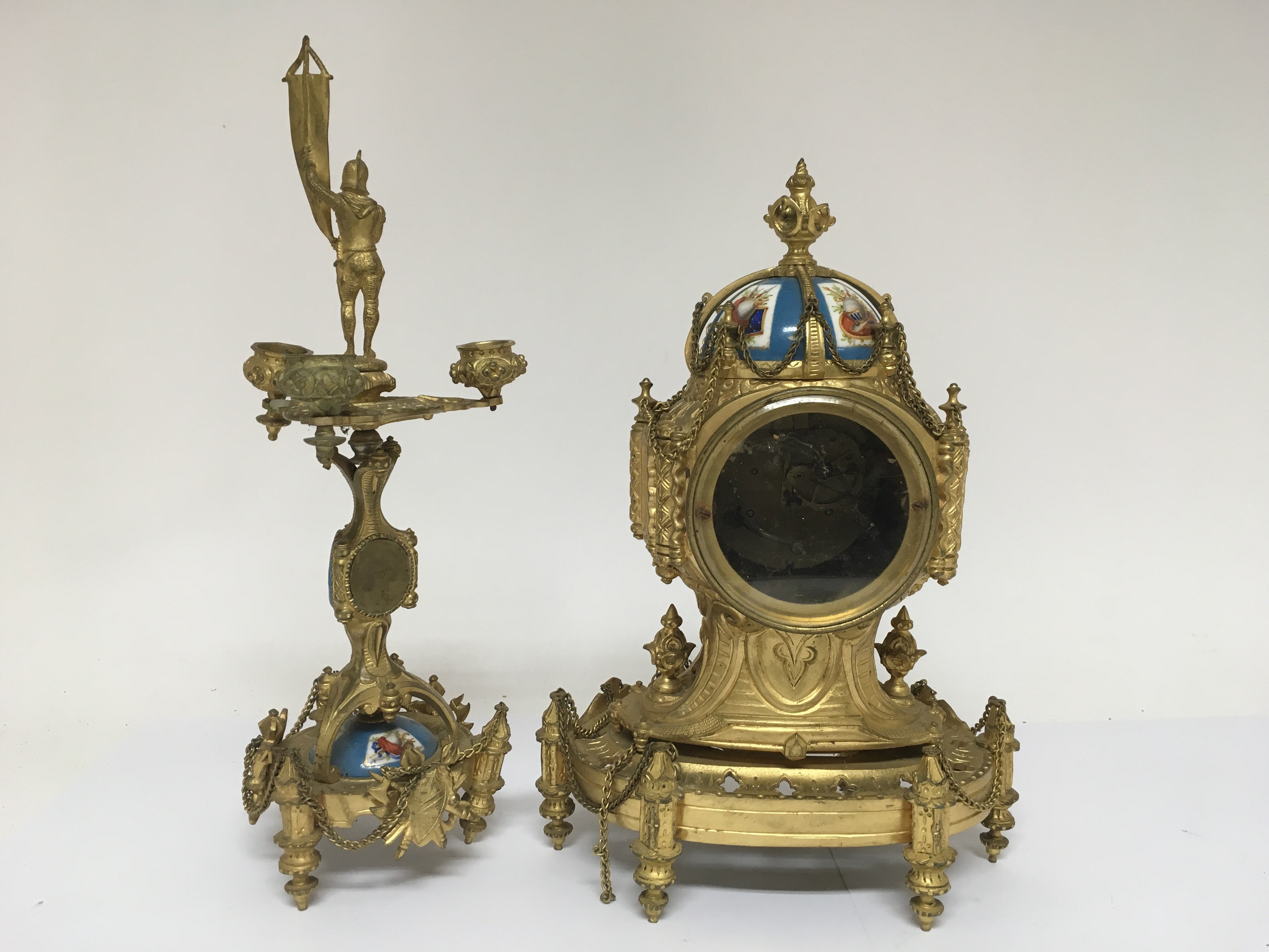 A French enamel mantle clock with a conforming can - Image 2 of 2