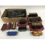 A collection of O gauge Hornby trains including a