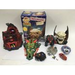 A collection of Mighty Max Mega Heads including sk
