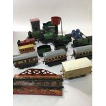 A collection of unboxed Hornby " O " gauge clockwork railway items including 5 engines 3
