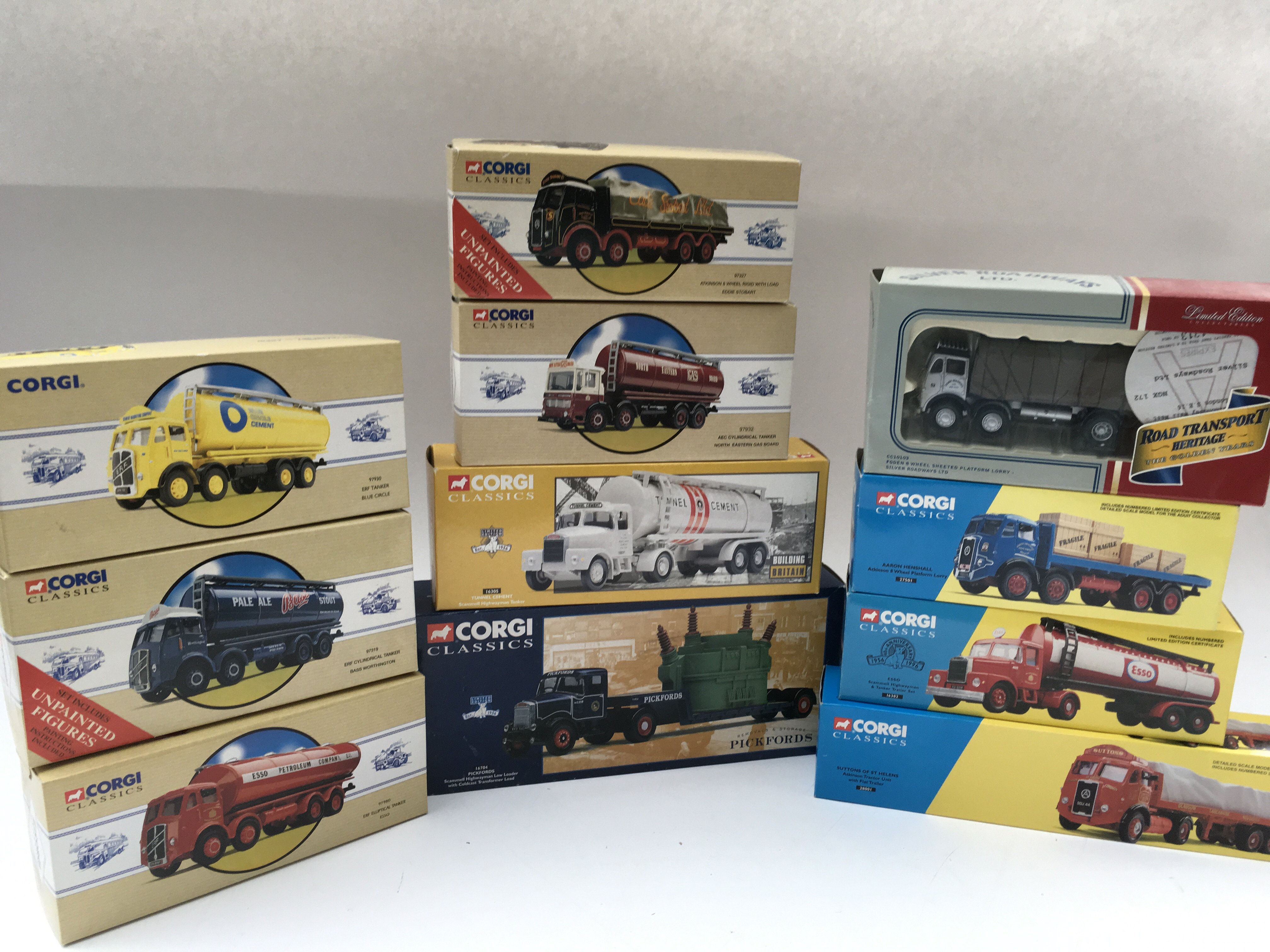 A box containing a collection of boxed Corgi Class