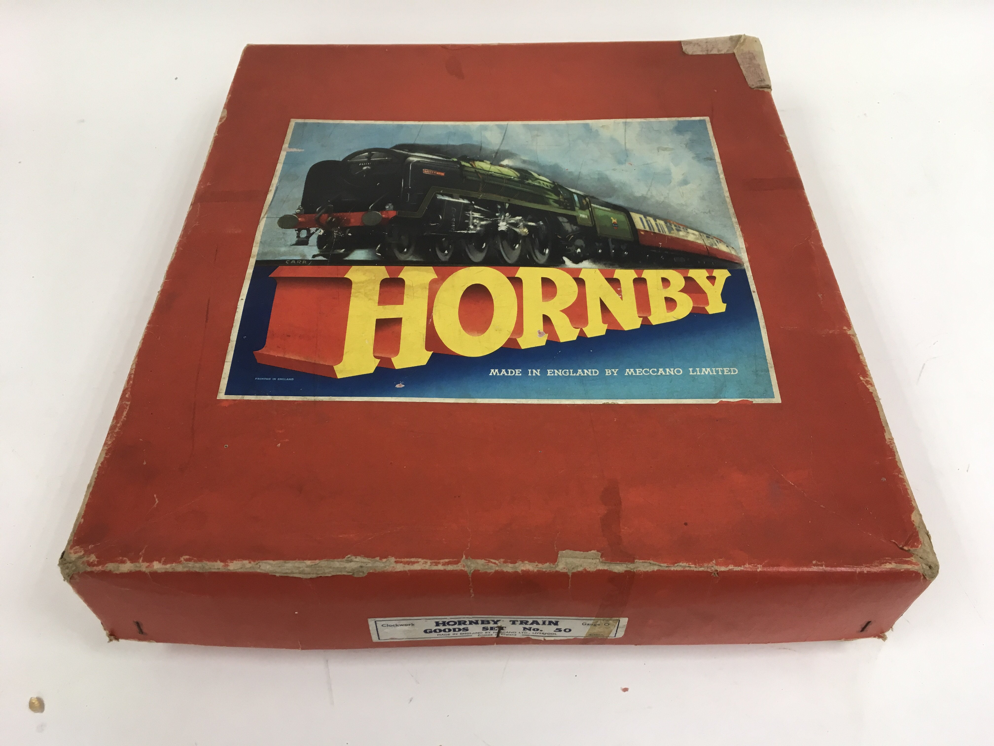 A boxed Hornby O gauge set Number 50 goods set.