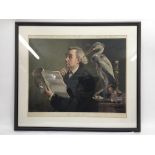 A framed and glazed original Victorian 'Pears' print 'The Long Bill' depicting a scholarly gentleman