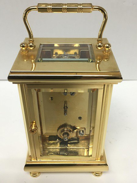 A John Morley gold plated carriage clock in presen - Image 6 of 7