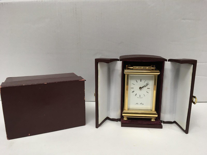 A John Morley gold plated carriage clock in presen - Image 2 of 7