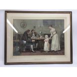 A framed and glazed original Victorian 'Pears' print; 'Tempted But Shy'. Depicting a seated