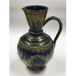 A small Doulton Lambeth jug in blues and greens, a