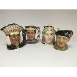 Four Royal Doulton character jugs comprising Queen