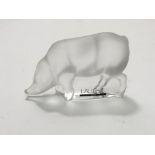 A modern Lalique glass ornament of a pig, approx l