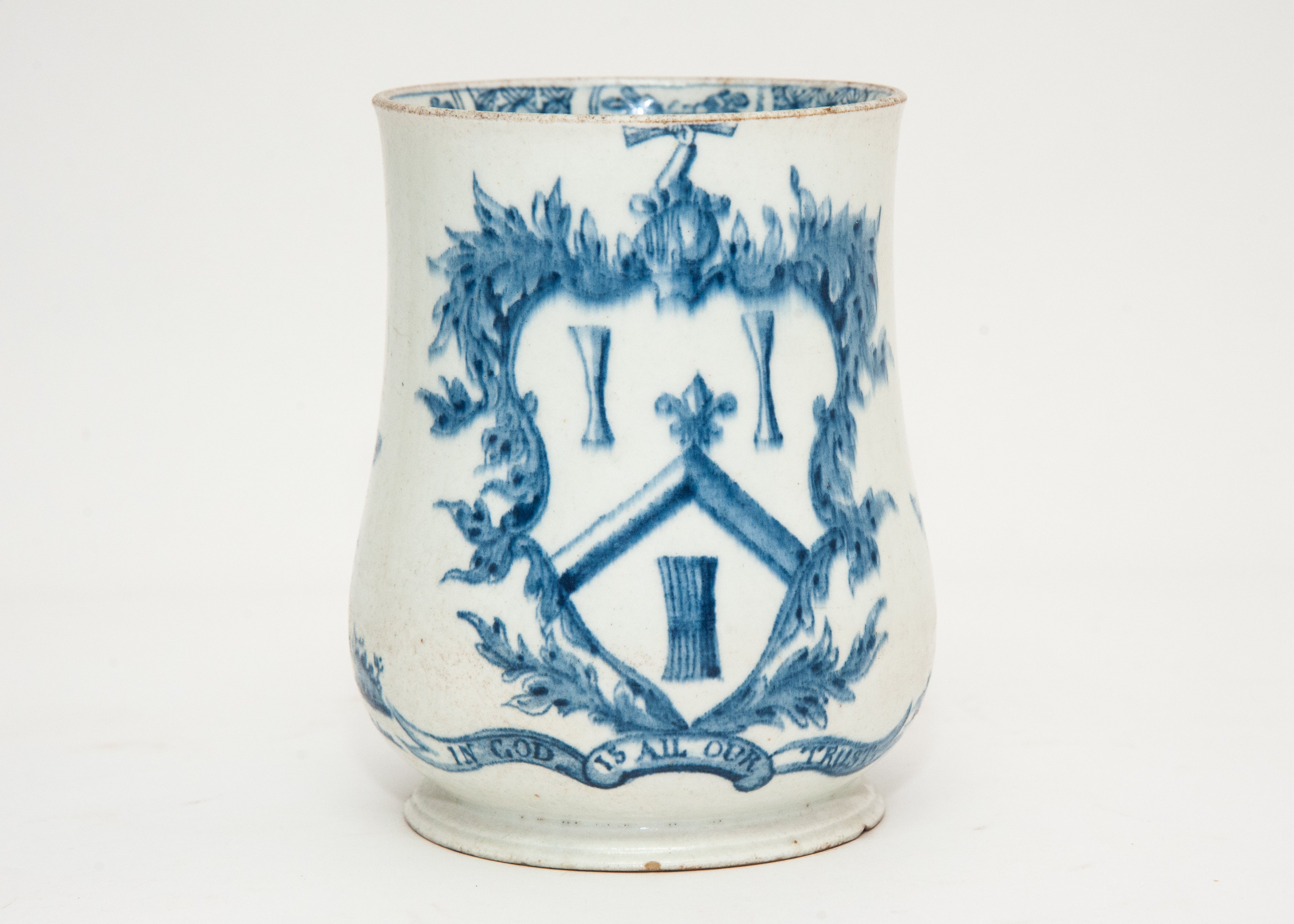 A rare English blue and white porcelain pint mug, - Image 6 of 16