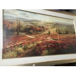 A large gilt framed floral print, approx 85cm x 14