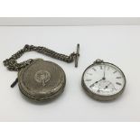 Two silver argent pocket watches, one with silver