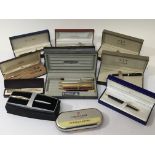 A collection of boxed Quality pens including Schaf