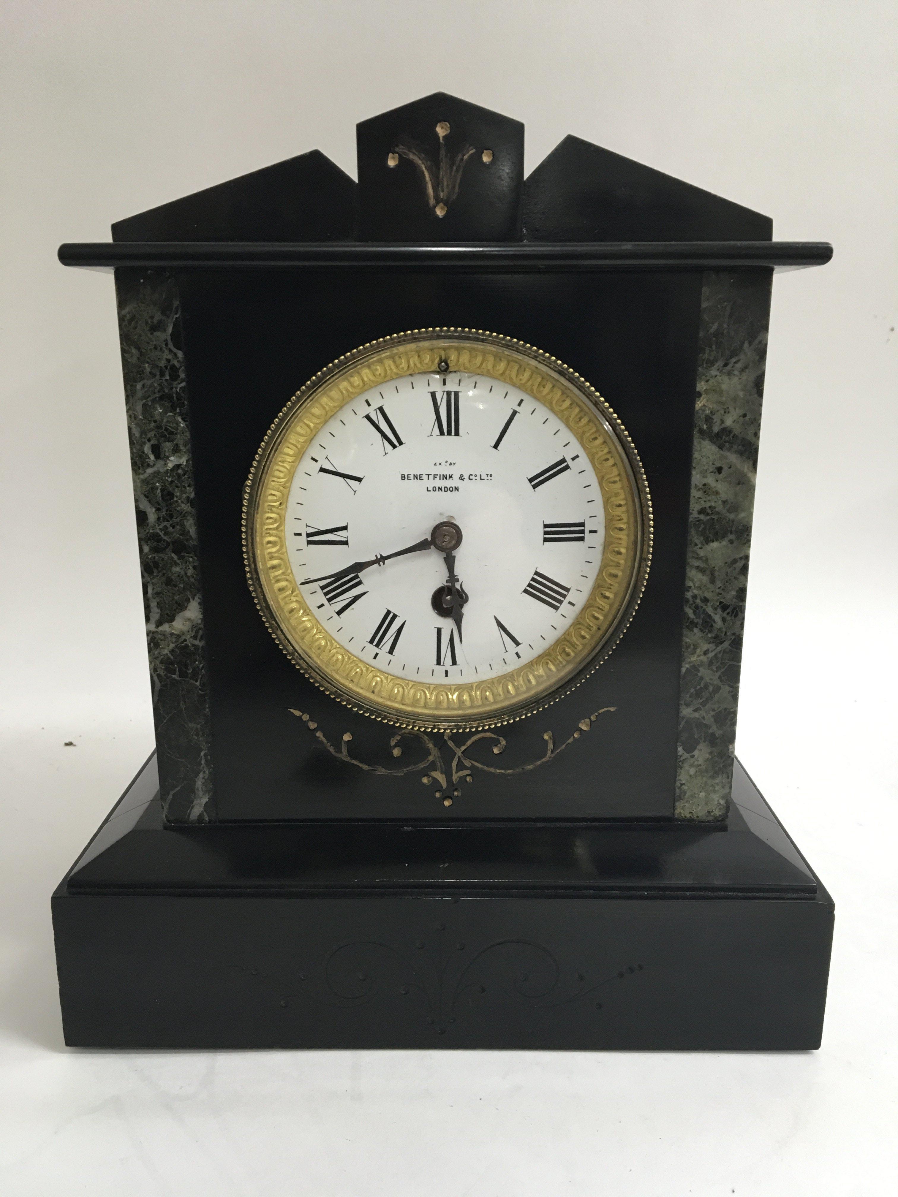 A Benetfink & Co. Ltd London slate mantel clock wi