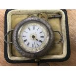 A silver case pocket watch the enamel dial with Ro