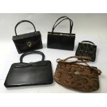 Five vintage bags including one stamped Gucci and