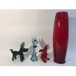 A collection of three glass animals (a/f) together