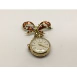 An 18ct gold cased nurses fob watch with enamelled