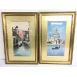 A pair of framed and glazed elongated watercolours